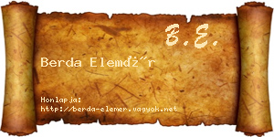 Berda Elemér névjegykártya